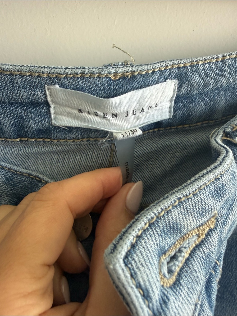 Women's Risen Brand Light Blue Denim Jeans Crop Distressed